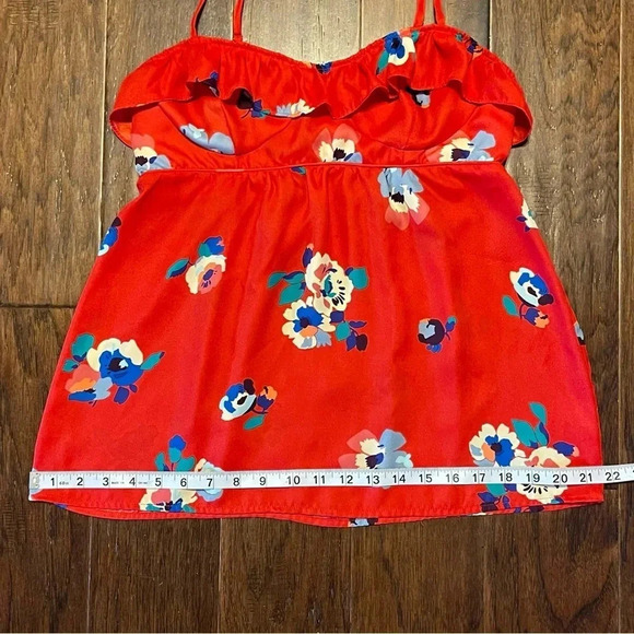 American Eagle Floral Spaghetti Strap Ruffle Top - Picture 6 of 9